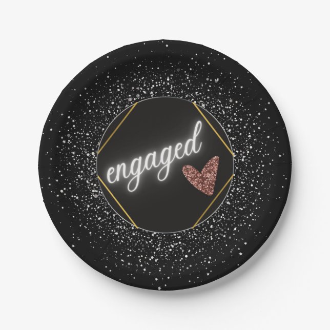 Assiettes En Carton Noir et argent glam engagé (Devant)
