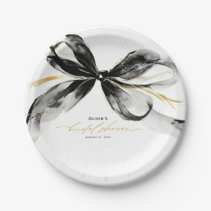 Assiettes En Carton Noir et Or Arc Sophistiqué pour Baby Shower de Mar