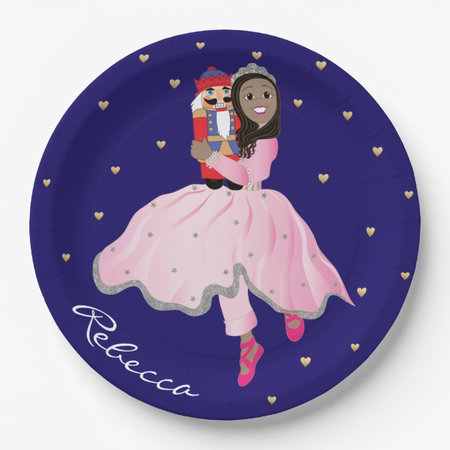 Assiettes En Carton Noir Foncé Haired Ballerina Clara Plaque en papier (Devant)