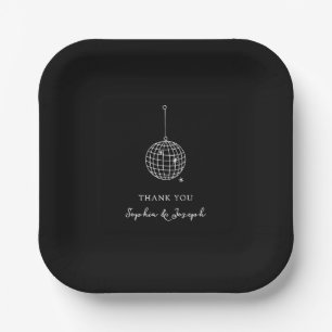 Assiettes En Carton Noir minimaliste Boule Disco