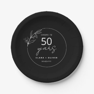 Assiettes En Carton Noir minimum 50 ans mariage anniversaire