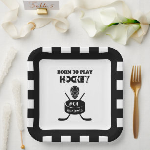 Assiettes En Carton Nom Age ou Jersey Numéro Hockey Sport