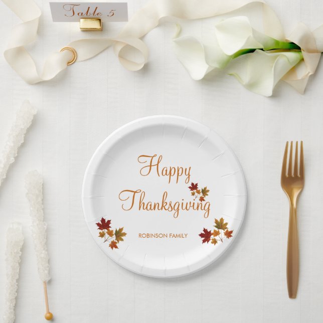 Assiettes En Carton Nom de famille personnalisé bon thanksgiving (Mariage)