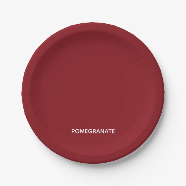 Assiettes En Carton Nom de la couleur rouge de la grenade (Devant)