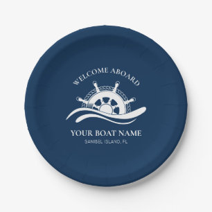 Assiettes En Carton Nom du bateau nautique Bienvenue à bord du bateau 