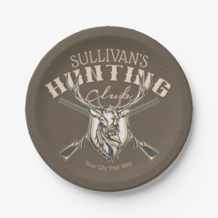 Assiettes En Carton Nom du chasseur sur mesure Deer Trophy Rifle Hunte