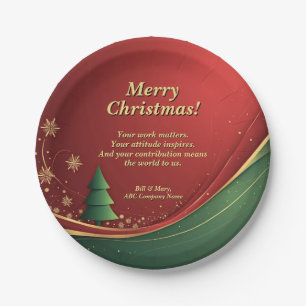 Assiettes En Carton Nom du groupe d'affaires Message Red Christmas Par