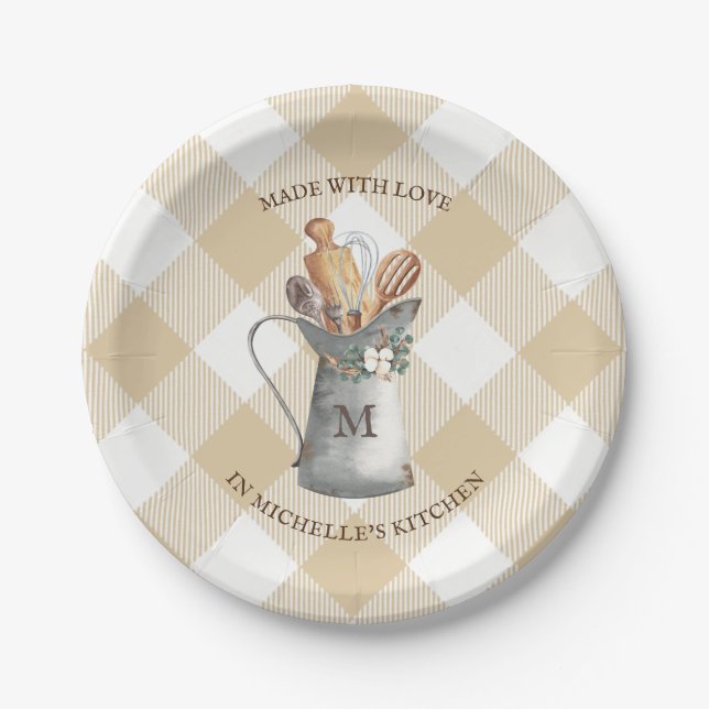 Assiettes En Carton Nom du monogramme de l'agriculteur (Devant)