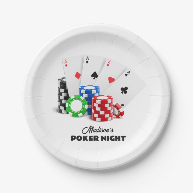 Assiettes En Carton Nom et texte personnalisés Poker / Casino (Devant)