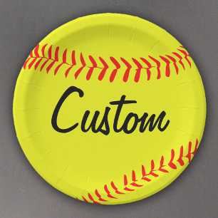 Assiettes En Carton Nom ou partie de texte de l'équipe de softball Fas