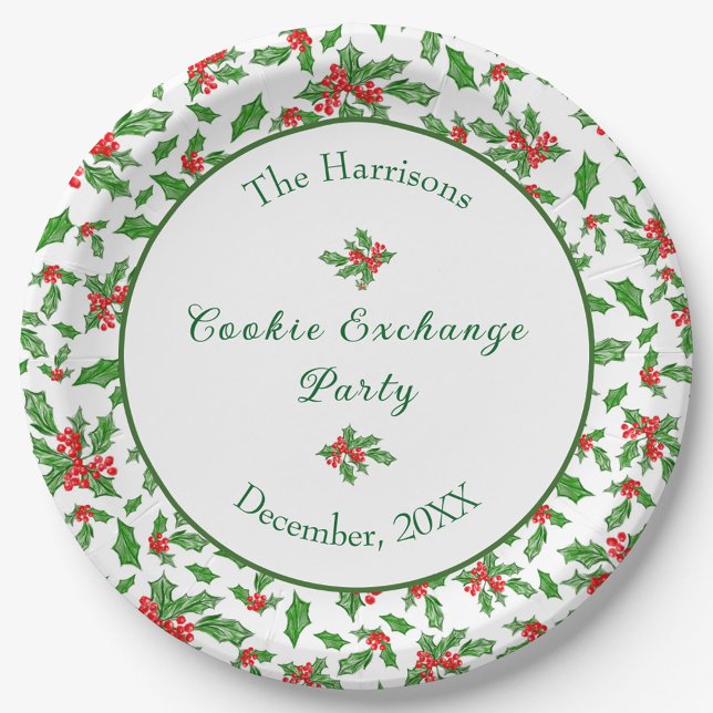 Assiettes En Carton Nom personnalisé de la fête d'échange de cookies d (Créateur téléchargé)
