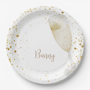 Assiettes En Carton Nom personnalisé Fête des mariées Champagne