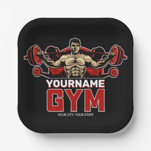 Assiettes En Carton NOM personnalisé Fitness Accueil GYM Poids Lifting