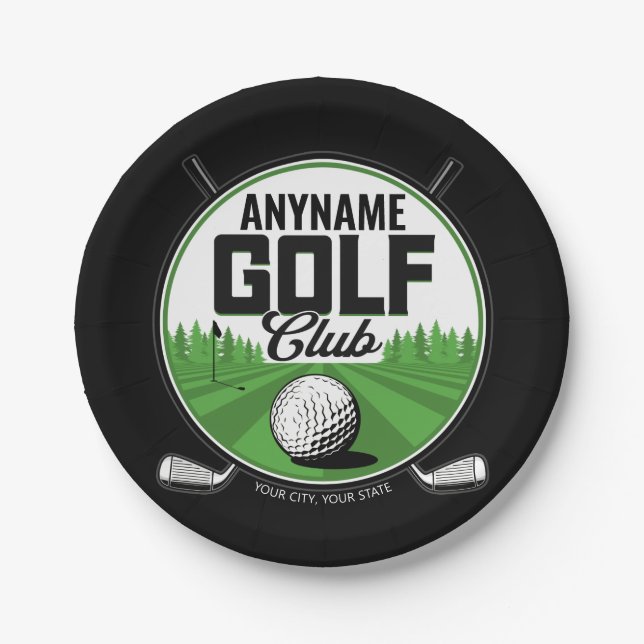 Assiettes En Carton NOM personnalisé Golfing Pro Golf Club Player (Devant)