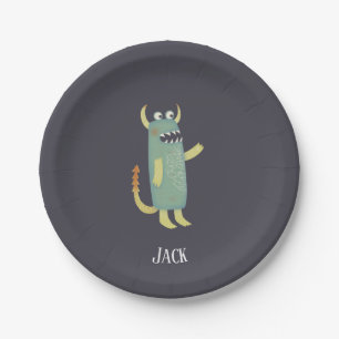 Assiettes En Carton Nom personnalisé Monster Jack