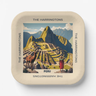 Assiettes En Carton Nom personnalisé Pérou Machu Picchu