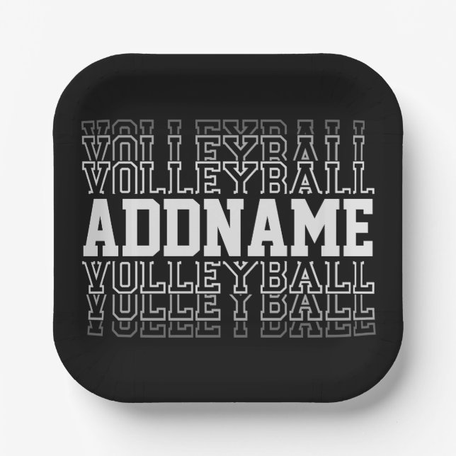 Assiettes En Carton NOM PERSONNALISÉ Vanisant Volleyball Logo Joueur d (Recto)