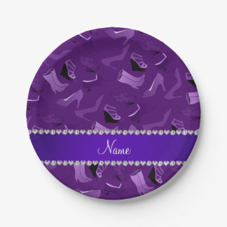 Assiettes En Carton Nom personnalisé violet femme chaussures motif