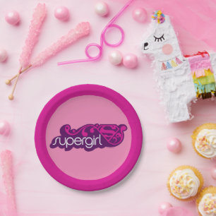 Assiettes En Carton Nom Super Supergirl et Bouclier S