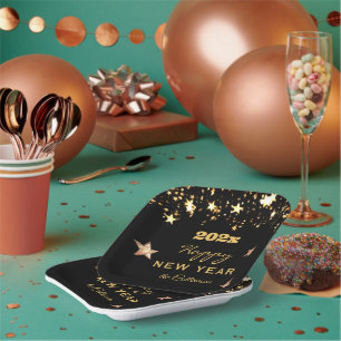 Assiettes En Carton Nom sur Elegant Happy New Year Carré de 7 pouces