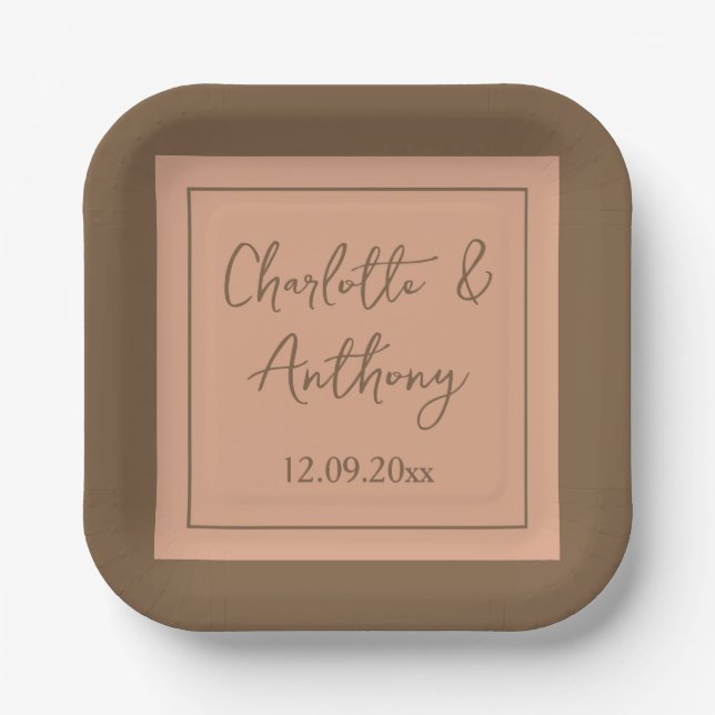 Assiettes En Carton Noms de calligraphie créative mariage Date (Recto)
