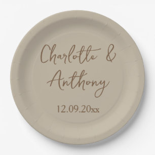 Assiettes En Carton Noms de calligraphie créative mariage Date