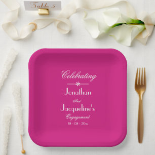 Assiettes En Carton Noms de script chic du parti Engagement Magenta mo