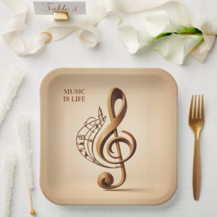 Assiettes En Carton Note de clic musicale de texte personnalisé
