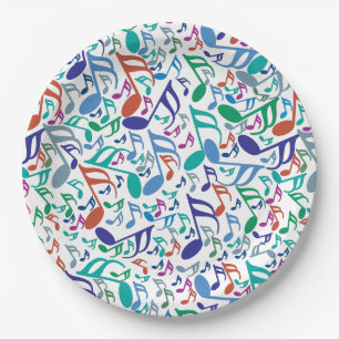 Assiettes En Carton Notes de musique colorée