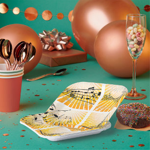 Assiettes En Carton Notes de Musique Éclatées Abstraites