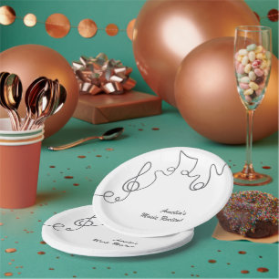 Assiettes En Carton Notes de musique noires Clé de sol Événement music