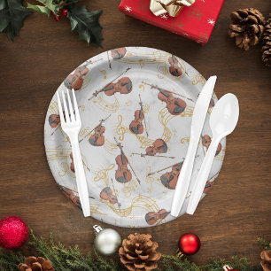 Assiettes En Carton Notes de musique Violon Noël Vacances