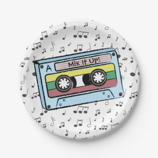 Assiettes En Carton Notes d'enregistreur à cassettes et de musique de