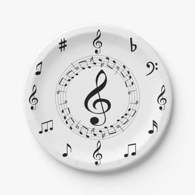 Assiettes En Carton Notes musicales (Devant)