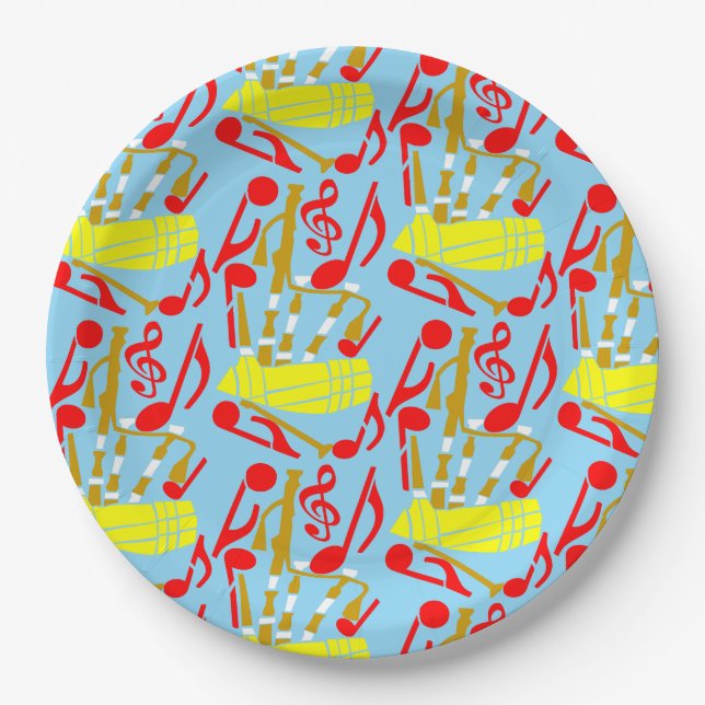 Assiettes En Carton Notes musicales de Bagpipes (Devant)