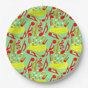 Assiettes En Carton Notes musicales de Bagpipes