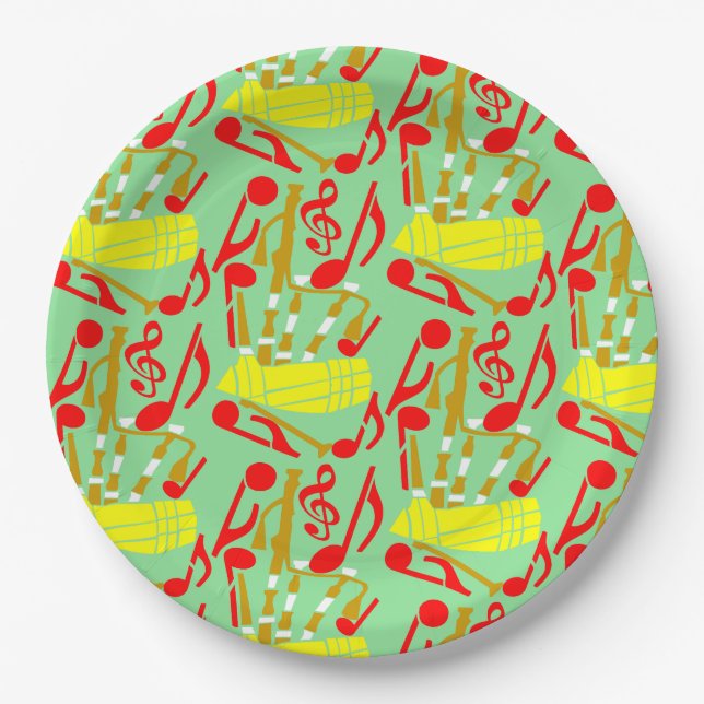 Assiettes En Carton Notes musicales de Bagpipes (Devant)