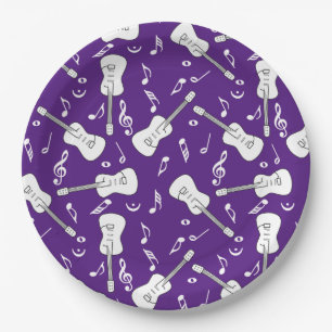 Assiettes En Carton Notes musicales de Guitare Lines