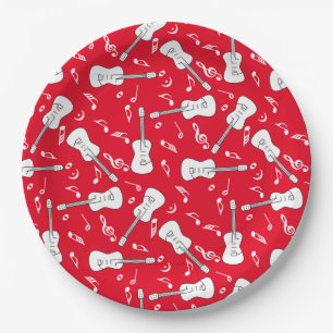Assiettes En Carton Notes musicales de Guitare Lines