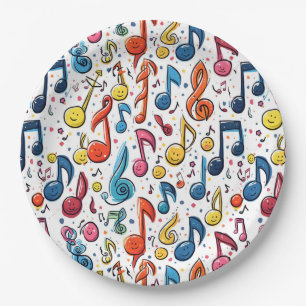 Assiettes En Carton Notes musicales Kawaii Art Design