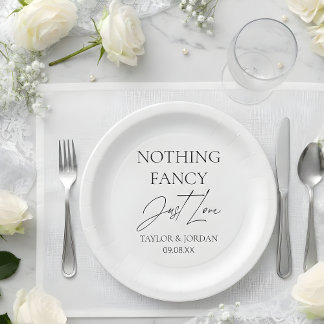 Assiettes En Carton Nothing Fancy Just Love Modern Minimalist Wedding