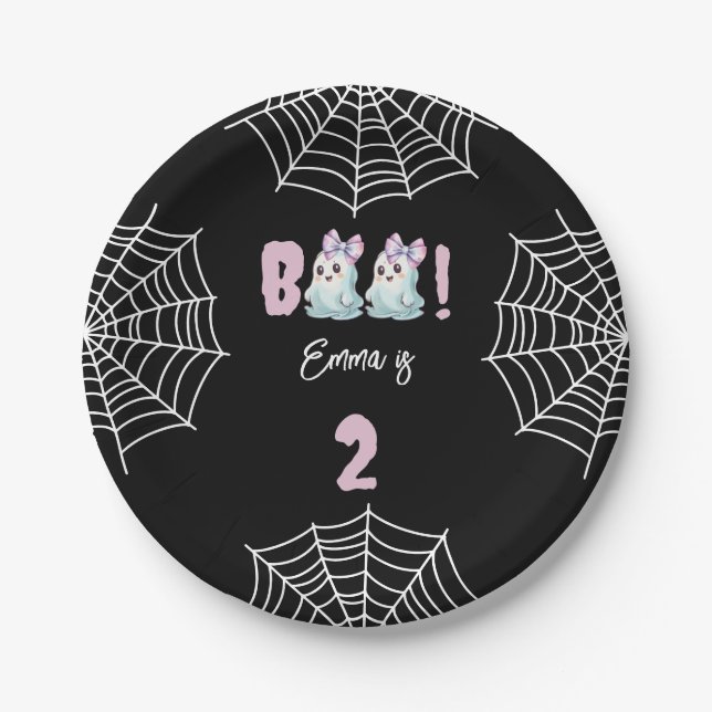 Assiettes En Carton Notre Boo tourne 2 Anniversaire Plaque Papier Fête (Devant)