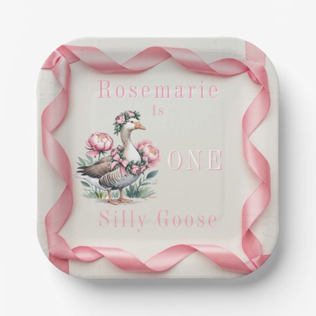 Assiettes En Carton Notre oie sotte est Tournée un Anniversaire (Recto)