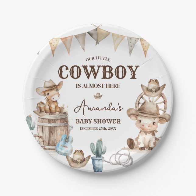 Assiettes En Carton Notre petit Baby shower sauvage de l'Ouest (Devant)