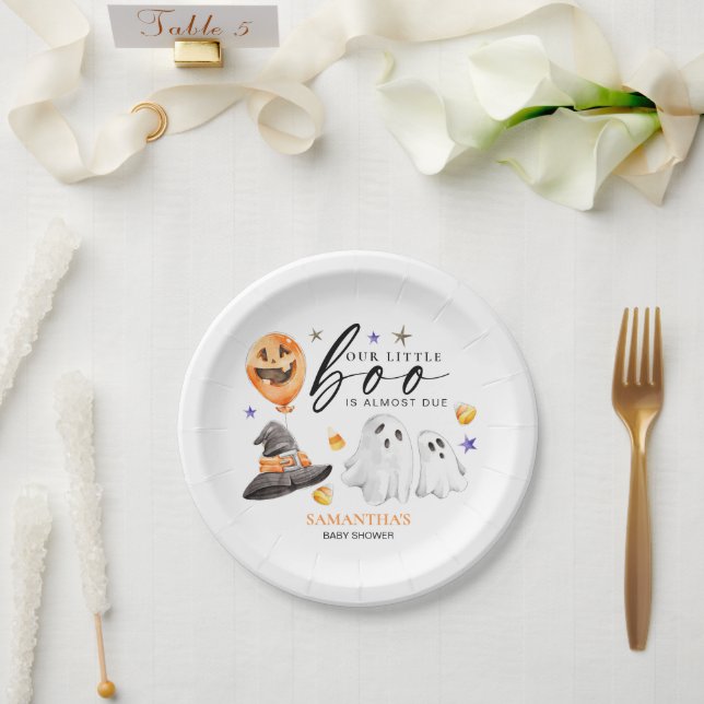 Assiettes En Carton Notre petit Boo doit Baby shower d'Halloween (Mariage)