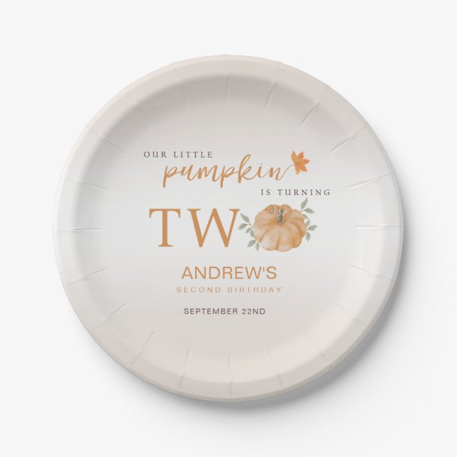 Assiettes En Carton Notre Petit Citrouille Automne Automne 2e Annivers (Devant)