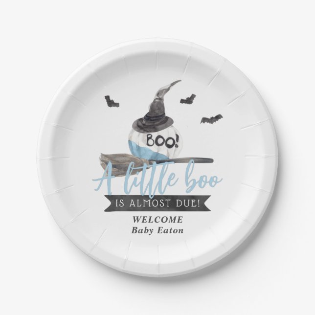 Assiettes En Carton Notre petit garçon Boo est presque dû Halloween pa (Devant)