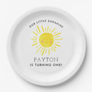 Assiettes En Carton Notre petite fête Sunshine Fille 1er anniversaire
