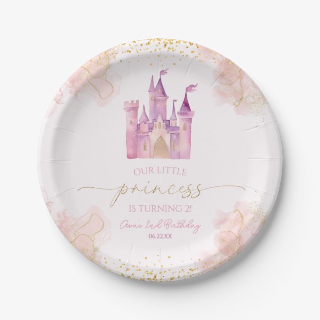 Assiettes En Carton Notre petite princesse Château Royal Fête d'annive (Devant)