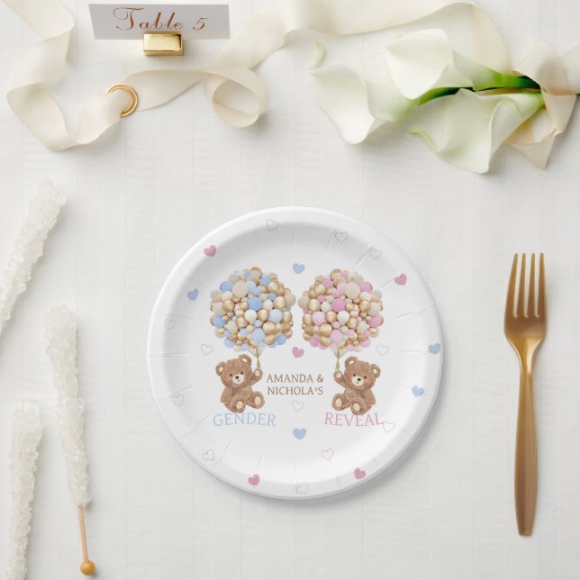 Assiettes En Carton Nounours Sexe Révéler Douche (Mariage)